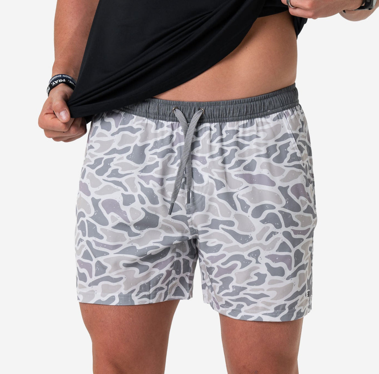 White Camo Athletic Short x Burlebo
