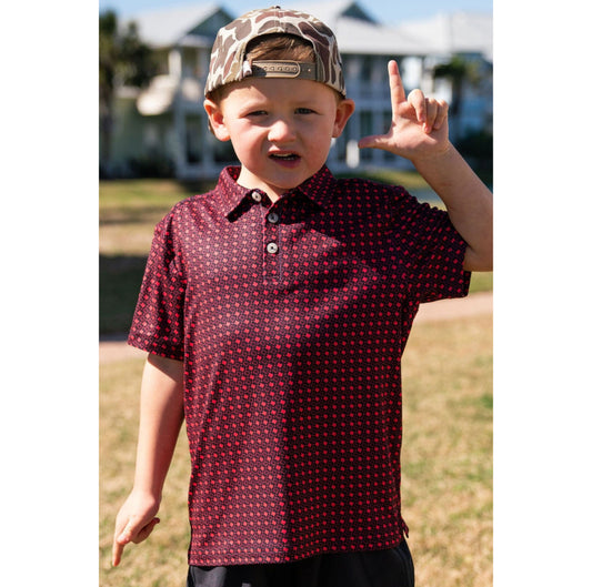 Red & Black Texas Kids Polo x Burlebo