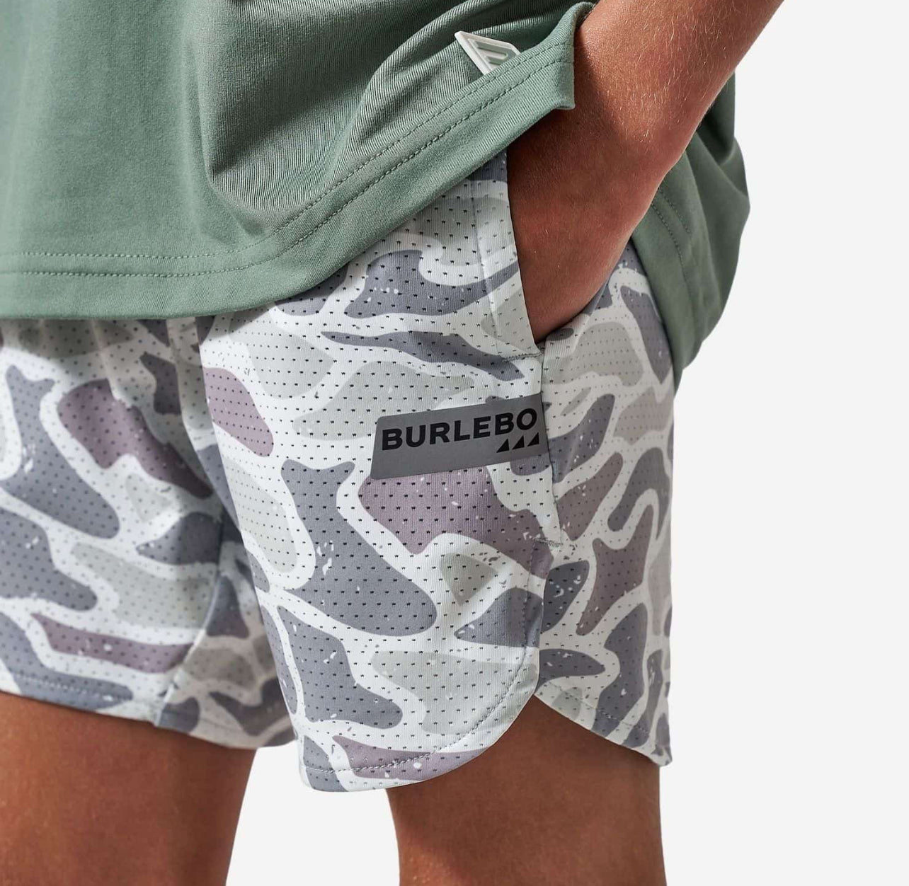 Youth Mesh Training Shorts-White Camo