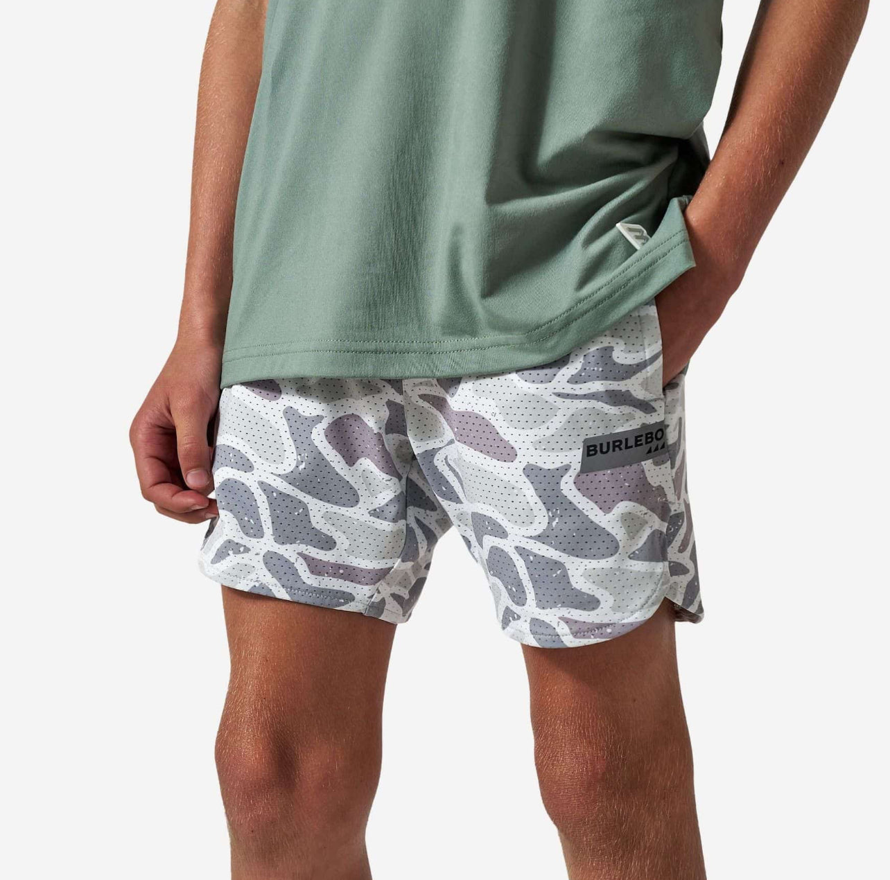 Youth Mesh Training Shorts-White Camo