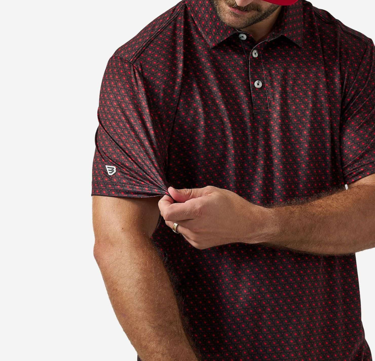 Vintage Helmet Polo-Red&Black