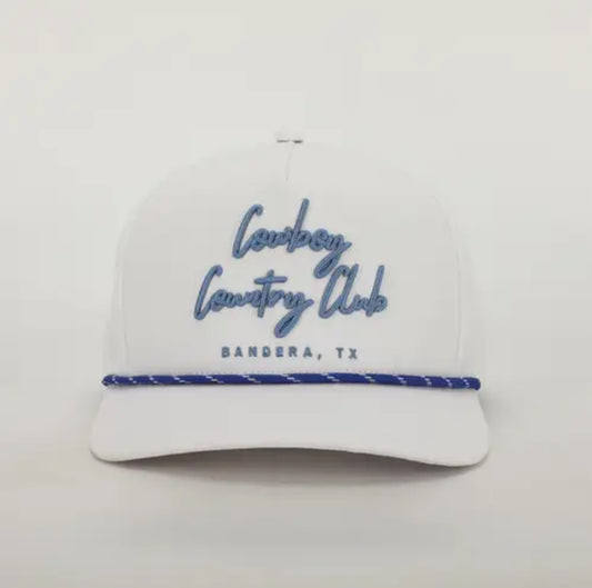 Cursive Roped Hat-White