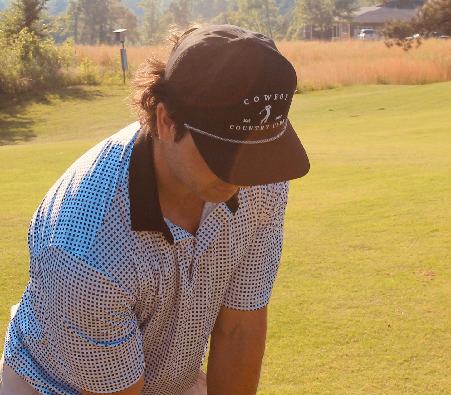 Cowboy Golfer Roped Hat-Black