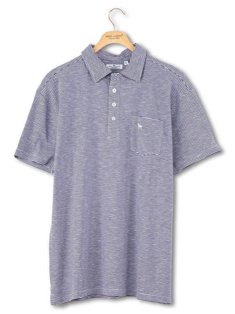 Seaside Polo-Navy Blue Stripe